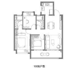 凤起云台2室2厅1厨2卫建面100.00㎡