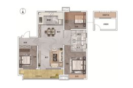 任兴金辰·大都会3室2厅1厨2卫建面117.00㎡