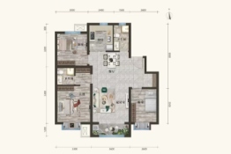 汇方雅居3室2厅1厨2卫建面105.00㎡