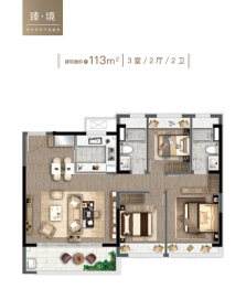 芳华名邸3室2厅1厨2卫建面113.00㎡