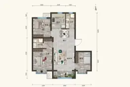 汇方雅居3室2厅1厨2卫建面104.00㎡