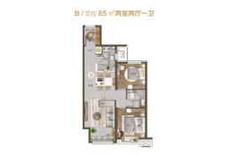 三叶公园2室2厅1厨1卫建面85.00㎡