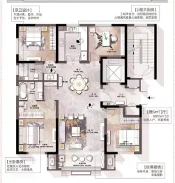 圣菲漫步4室2厅1厨2卫建面153.27㎡