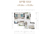 B户型建面91.04平