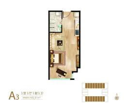 源盛水岸国际1室1厅1厨1卫建面42.81㎡