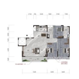 公园壹号4室2厅1厨2卫建面156.00㎡