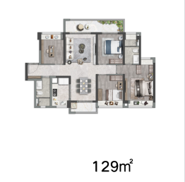 华发滨江府4室2厅1厨2卫建面129.00㎡