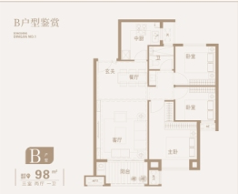 东盛·鼎甲壹号3室2厅1厨1卫建面98.00㎡