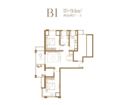 保利叶上海2室2厅1厨1卫建面94.00㎡