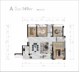 金雁锦绣金沙4室2厅1厨2卫建面149.00㎡