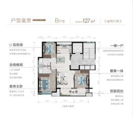 山海云庭3室2厅1厨2卫建面127.00㎡