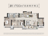 B1户型建面约100平