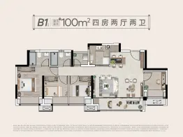 建发·书香府4室2厅1厨2卫建面100.00㎡