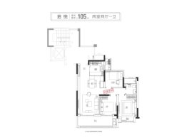 万科·朗拾2室2厅1厨1卫建面105.00㎡