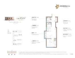 旭辉银盛泰中心1室1厅1厨1卫建面45.00㎡