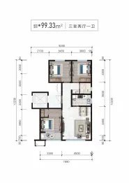 国投和园3室2厅1厨1卫建面99.33㎡