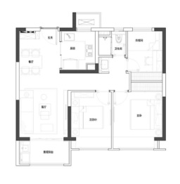 中国铁建·凤鸣朝阳3室2厅1厨1卫建面84.00㎡