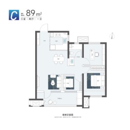 卓越·蔚蓝群岛丨泷樾3室2厅1厨1卫建面89.00㎡