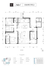 中海湖上景明4室2厅1厨2卫建面143.00㎡