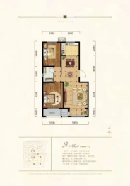 新华悦府2室2厅1厨1卫建面88.00㎡