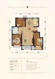 新华悦府3室2厅1厨1卫建面105.00㎡