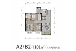 邦泰花园城3室2厅2卫建面101.00㎡