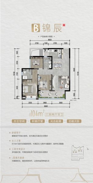 成都锦御东府3室2厅2卫0厨104.00㎡户型图-成都房天下