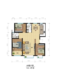 金景花苑3室2厅1厨1卫建面124.40㎡