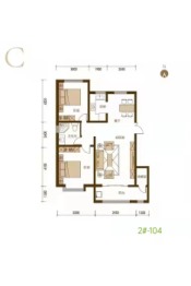 福熙郡2室2厅1厨1卫建面94.00㎡