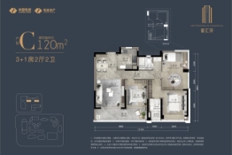 电建·都汇府3室2厅1厨2卫建面120.00㎡