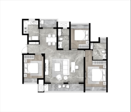 新世界汉江·云赫3室2厅1厨2卫建面122.00㎡