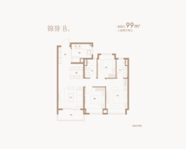 保利·珑誉3室2厅1厨2卫建面99.00㎡