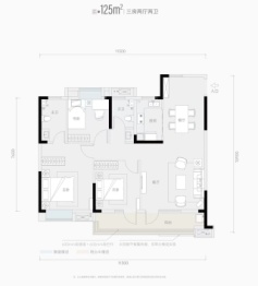 万和竞界3室2厅1厨2卫建面125.00㎡