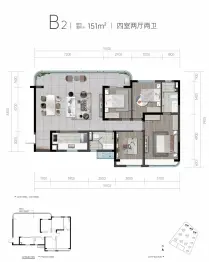 未来之城4室2厅1厨2卫建面151.00㎡