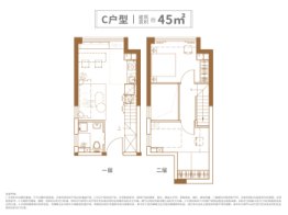 越秀天悦海湾1室1厅1厨1卫建面45.00㎡