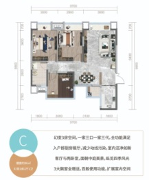 望庭学苑3室2厅1厨1卫建面86.00㎡