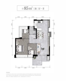 卓越闽泰·云奕府3室2厅1厨1卫建面85.00㎡