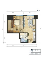 茂华金汇公馆1室1厅1厨1卫建面66.00㎡