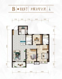 锦都家园3室2厅1厨2卫建面113.00㎡