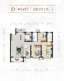 锦都家园3室2厅1厨2卫建面145.00㎡