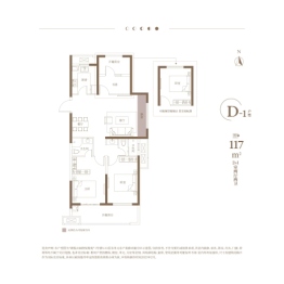 朗悦公园府3室2厅1厨2卫建面117.00㎡