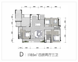 龙湖天府 云河颂4室2厅1厨3卫建面185.00㎡