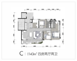 龙湖天府 云河颂4室2厅1厨2卫建面143.00㎡