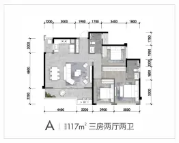 龙湖天府 云河颂3室2厅1厨2卫建面117.00㎡