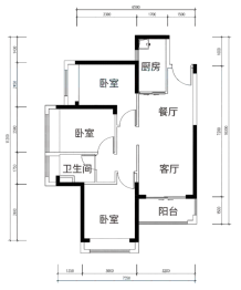 安居云畔3室2厅1厨1卫建面88.00㎡