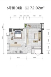 中侨·中湖国际数字产业新城1室1厅1厨1卫建面72.02㎡