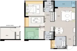 中绿蔚蓝湾3室2厅1厨2卫建面89.00㎡