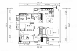 骏宏广场3室2厅1厨1卫建面100.78㎡