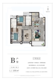 永洋新城1号院3室2厅2卫建面106.00㎡