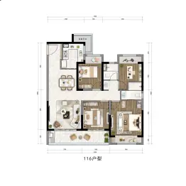 国锐·雲熙4室2厅1厨2卫建面116.00㎡